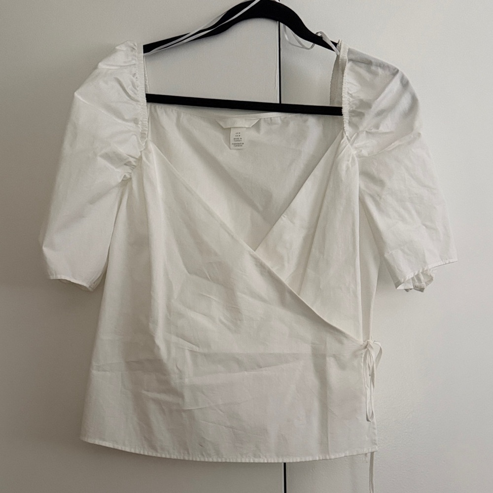 H&M White Wrap Top